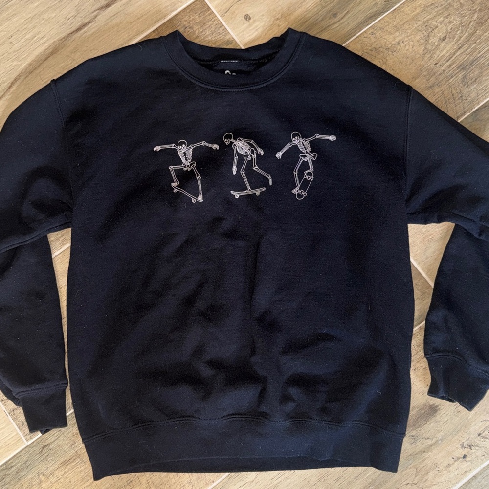 Full Tilt Black Skeleton Graphic Crewneck Sweater
